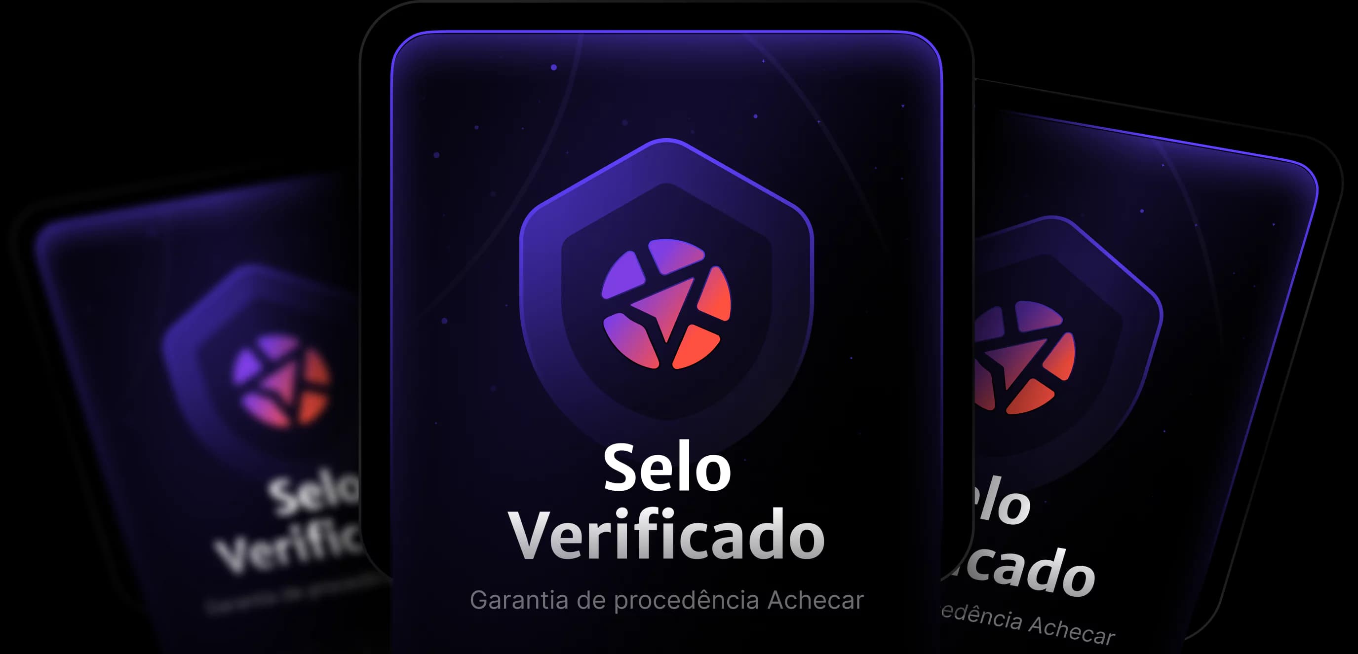 Ilustração do selo Achecar no painel e no celular