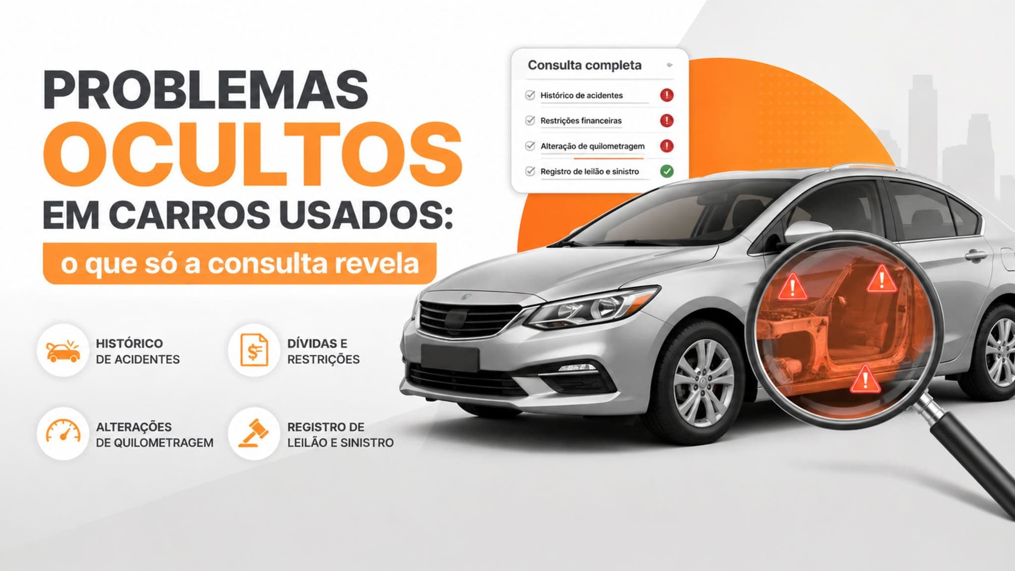 Problemas ocultos: o que você não vê em um carro sem uma consulta completa